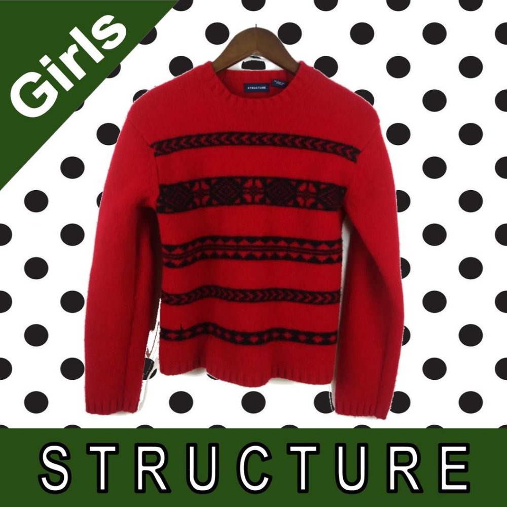 STRUCTURE Kids 100% Wool Pullover Graphic Sweater